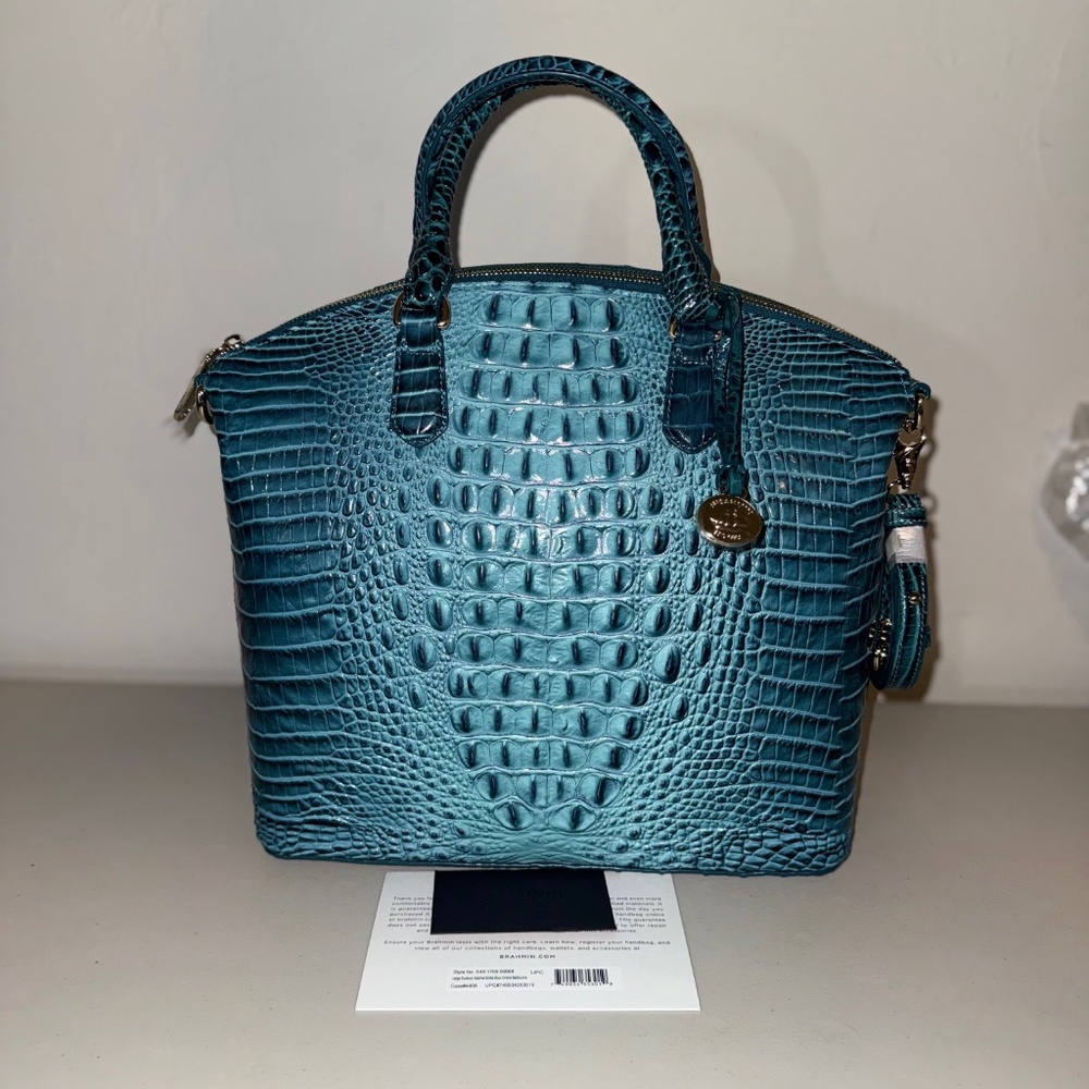 Brahmin Large Duxbury Bottle Blue Ombre Leather Zip Dome Satchel BRAND NEW RARE!